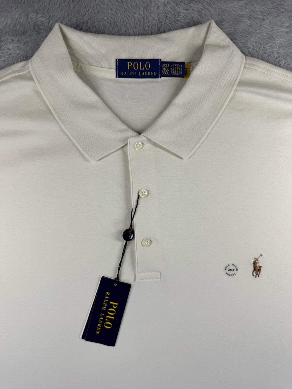 NWT Polo Ralph Lauren Soft Cotton Polo 3XLT Big & Tall Cream - Picture 4 of 10